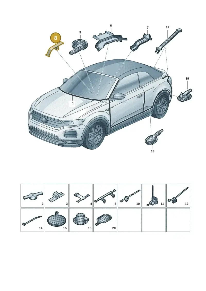 5Q1971616A — Volkswagen T-Roc convertible 1.5 (2019-2024) diagram 2gk971082, position 8