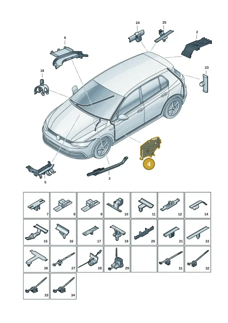 5Q1971616A — Volkswagen Golf 2.0 BlueMotion (2019-2024) diagram 5h0971091, position 4