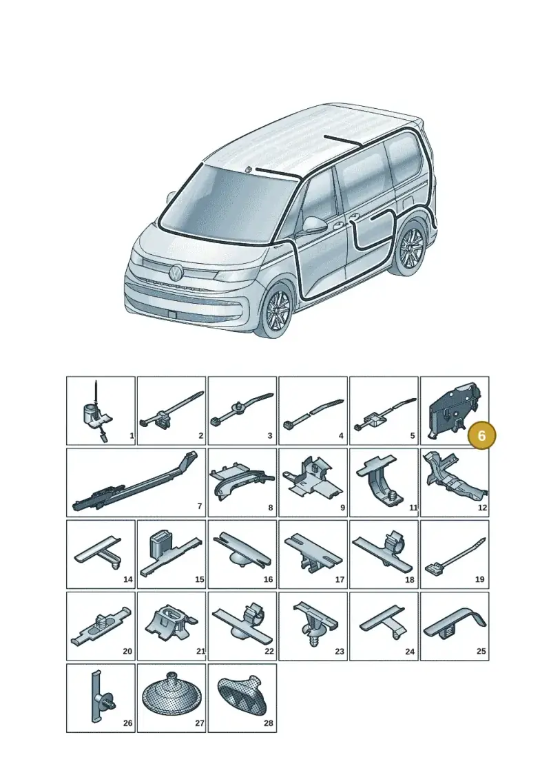 5Q1971616A — Volkswagen Multivan (2021-) diagram 7t0972001, position 6