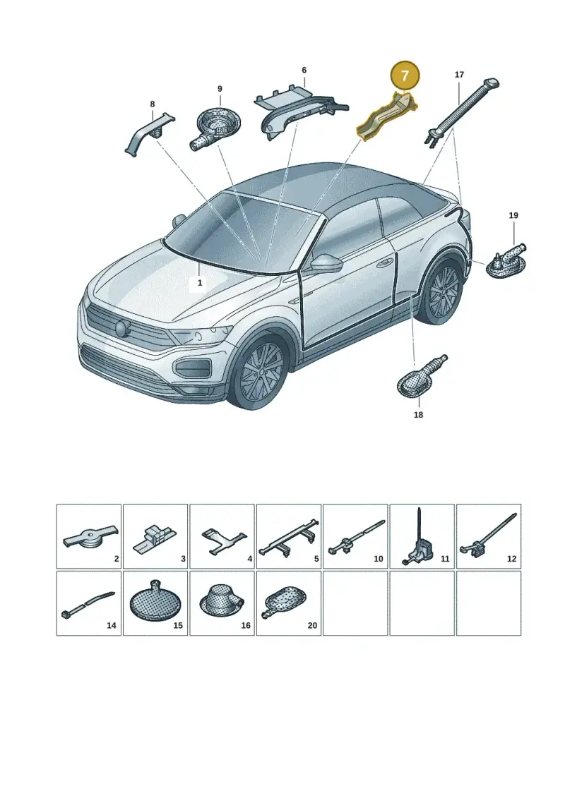 5Q1971815B — Volkswagen T-Roc convertible 1.5 (2019-2024) diagram 2gk971082, position 7