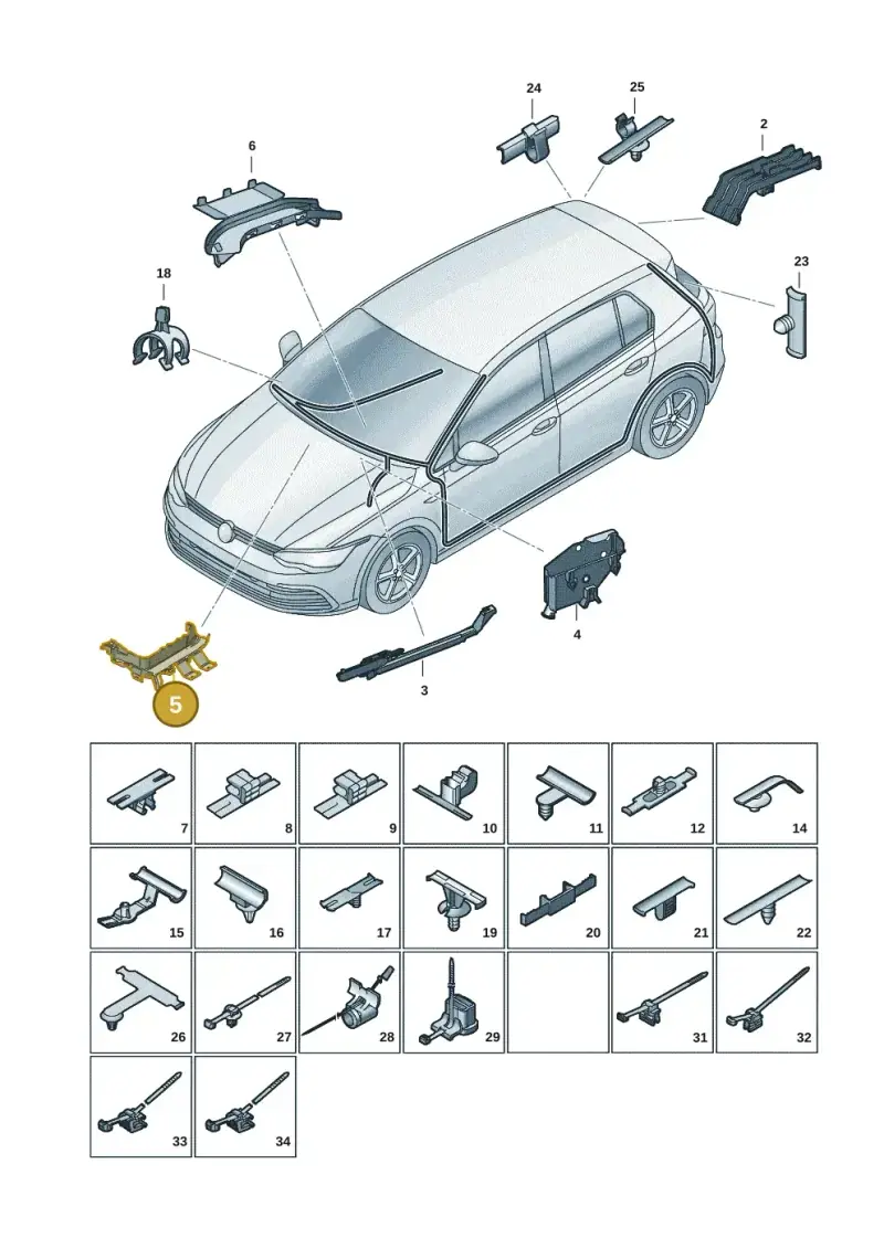 5Q1971815B — Volkswagen Golf 2.0 BlueMotion (2019-2024) diagram 5h0971091, position 5