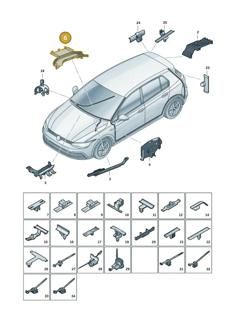 5Q1971821A — Volkswagen Golf 2.0 BlueMotion (2019-2024) diagram 5h0971091, position 6