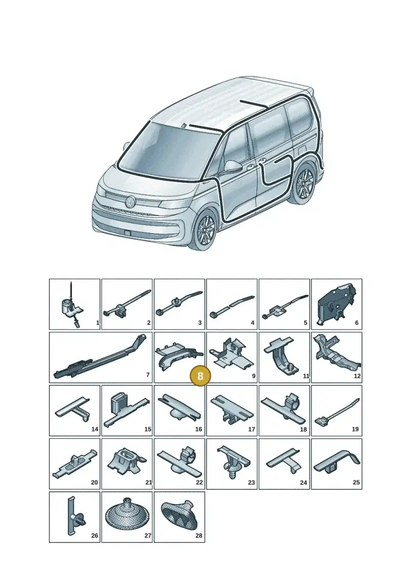 5Q1971821A — Volkswagen Multivan (2021-) diagram 7t0972001, position 8