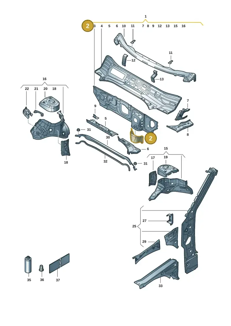 5Q2803177 — Volkswagen T-Roc convertible 1.5 (2019-2024) diagram 2gk805050, position 2