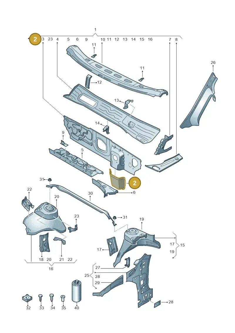 5Q2803177 — Volkswagen Golf 2.0 BlueMotion (2019-2024) diagram 827805500, position 2