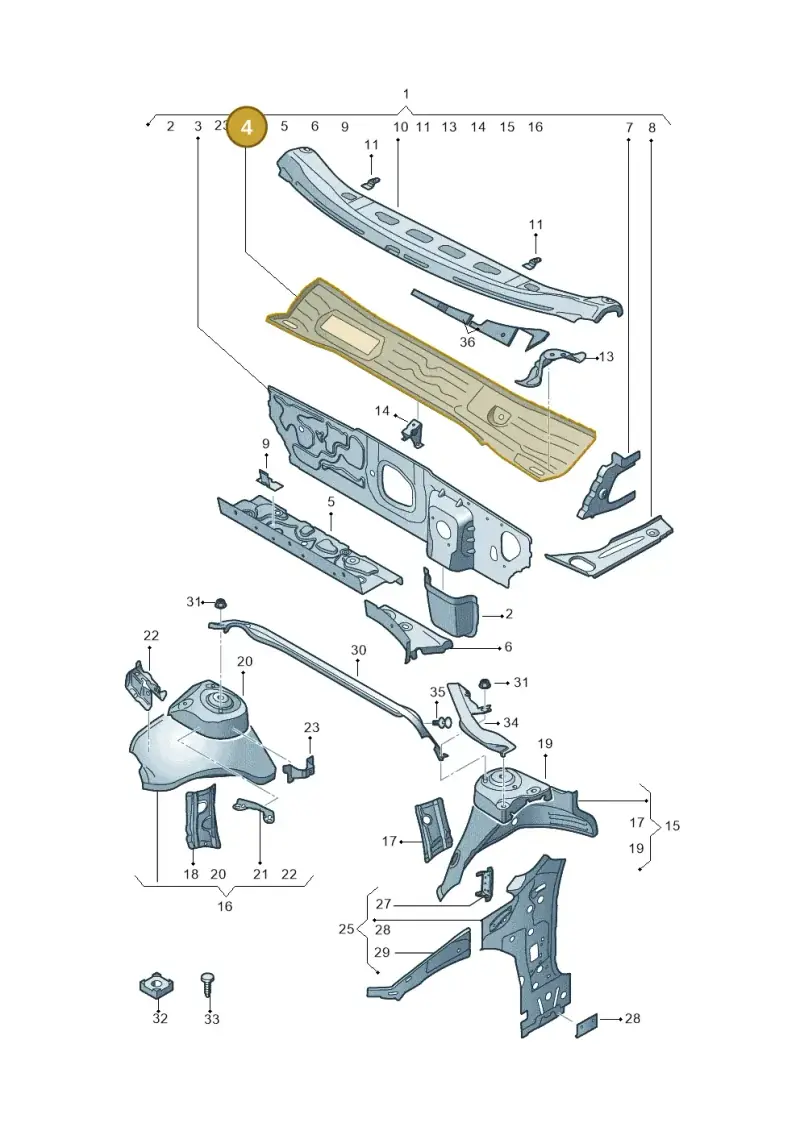 5Q2805265B — Audi A3 Sportback (2019-2025) diagram 596805500, position 4