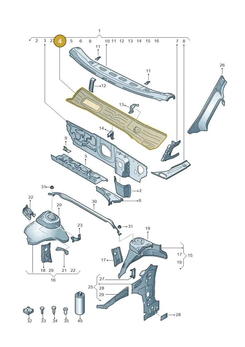 5Q2805265B — Volkswagen Golf (2019-2025) diagram 827805500, position 4