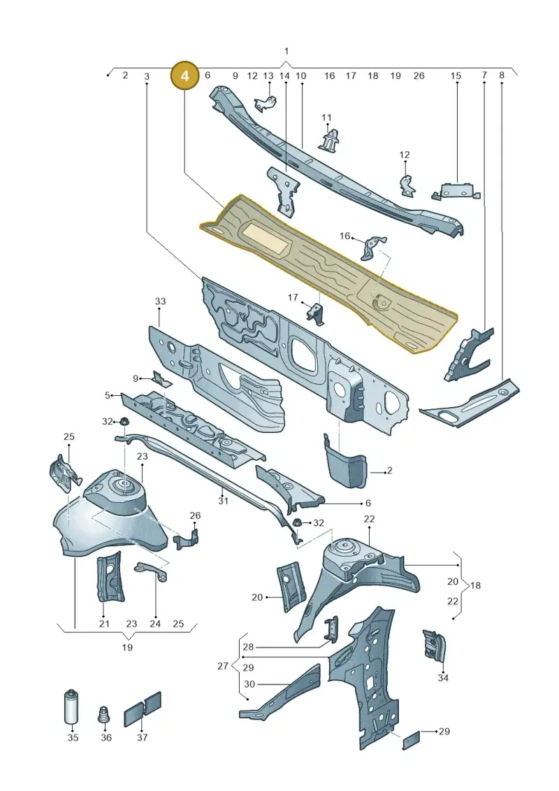 5Q2805265B — Volkswagen Arteon (2017-2025) diagram 828805050, position 4