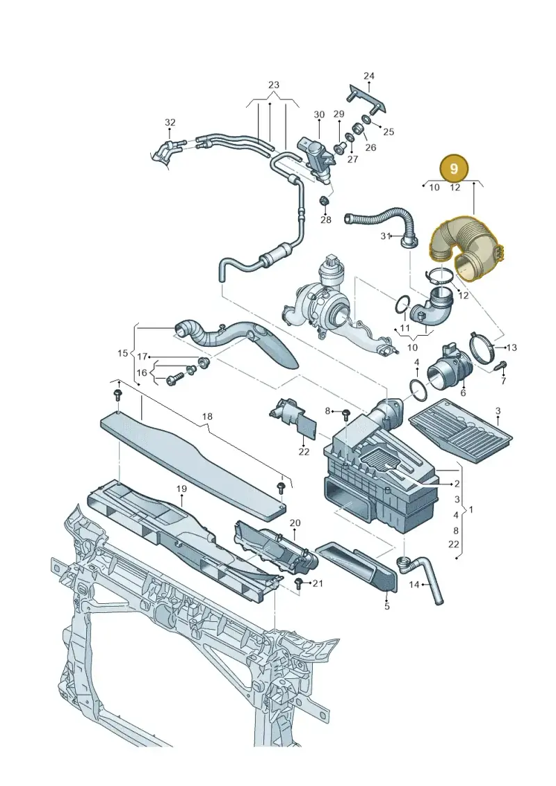 5QA129654H — Volkswagen Caddy Maxi Kombi (2020-2024) diagram 2ka129302, position 9