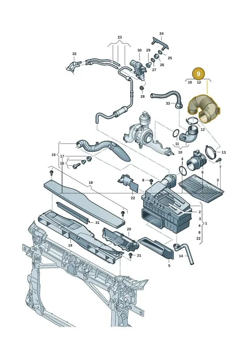 5QA129654H — Volkswagen Tiguan 2.0 (2023-) diagram 57x129300, position 9