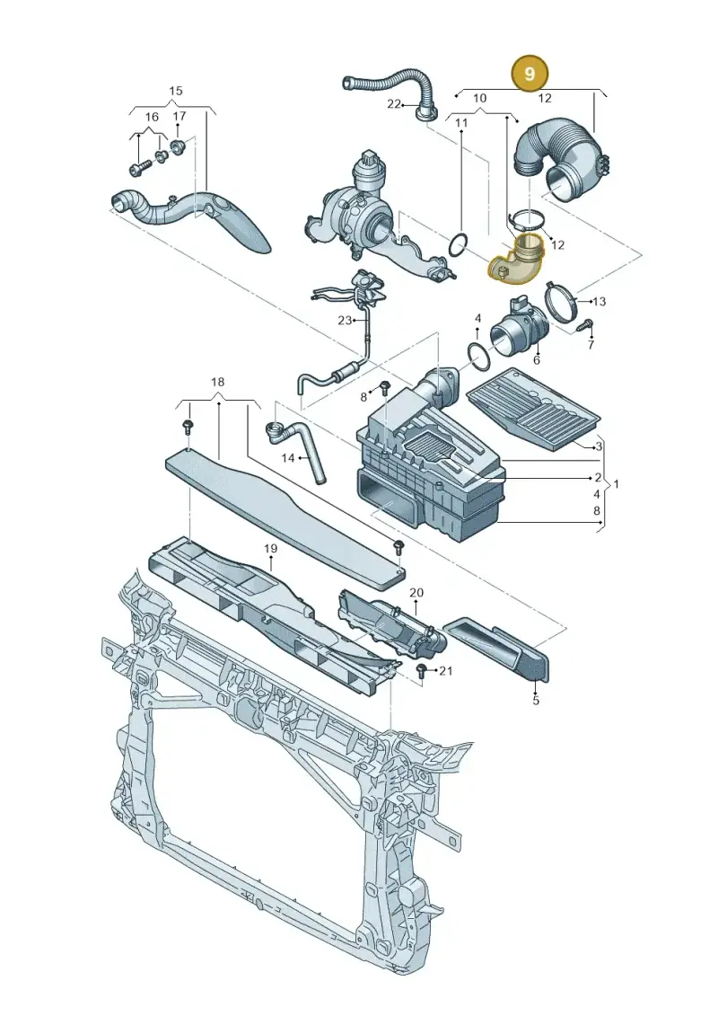 5QA129654H — Volkswagen Tiguan 2.0 4Motion (2017-2024) diagram 884129000, position 9