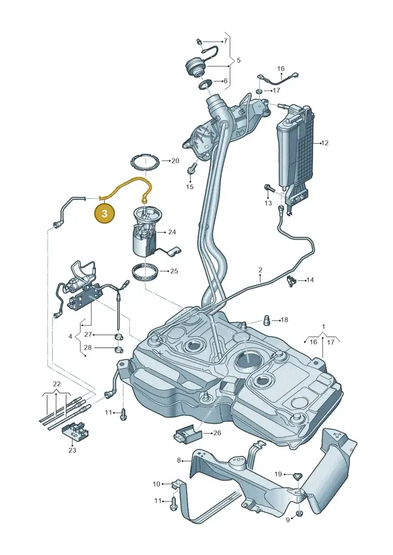 5QA201293G — Volkswagen Touran 2,0 BlueMotion (2015-2024) diagram 869201045, position 3