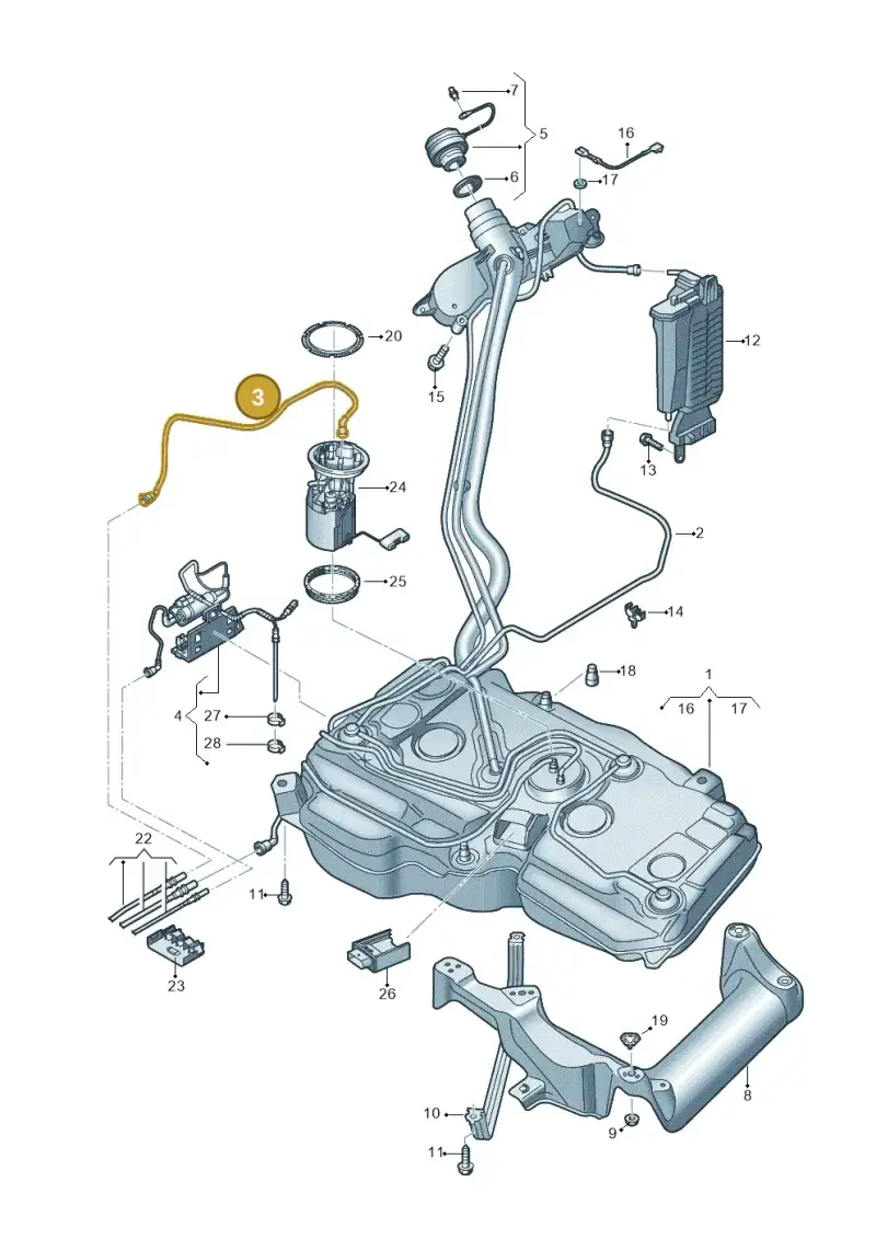 5QA201293G — Volkswagen Tiguan 2.0 4Motion (2016-2024) diagram 884201042, position 3