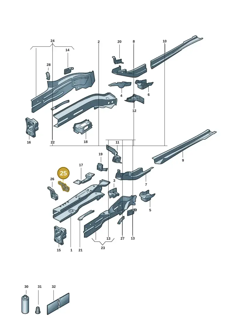 5QA805453 — Volkswagen Caddy Maxi Kombi (2020-2024) diagram 2ka803000, position 25