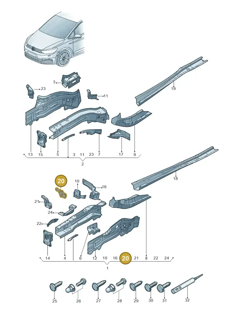 5QA805453 — Volkswagen Touran 2,0 BlueMotion (2015-2024) diagram 869803000, position 20