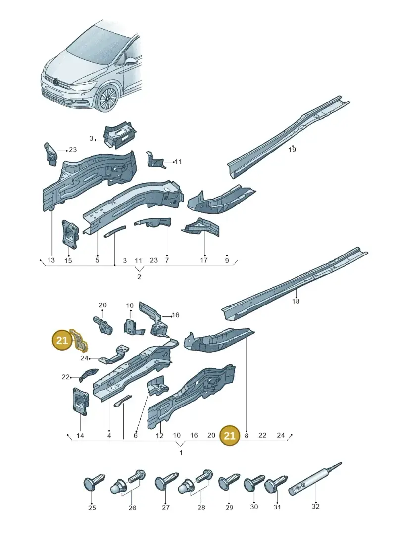 5QA805454 — Volkswagen Touran 2,0 BlueMotion (2015-2024) diagram 869803000, position 21