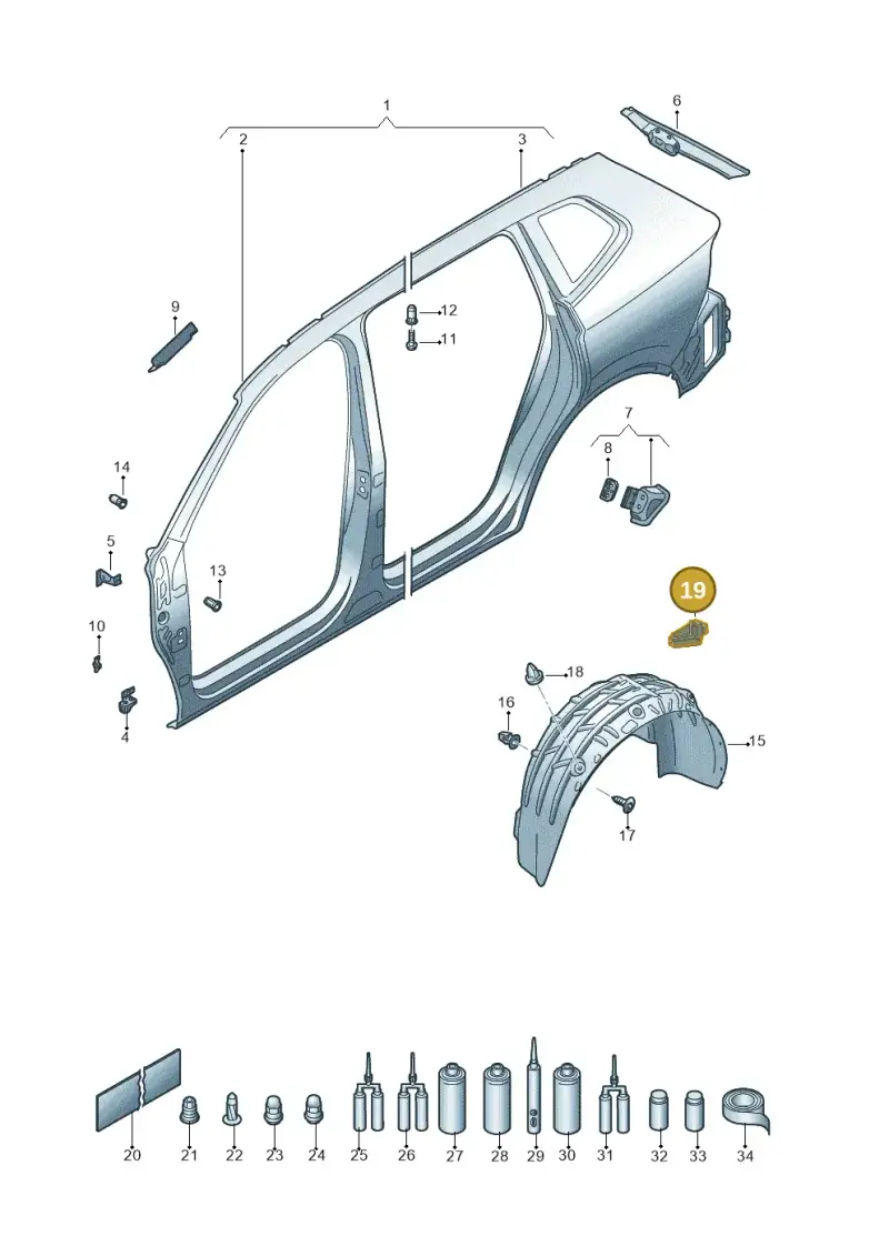 5QA810988 — Volkswagen Tiguan 2.0 4Motion (2017-2024) diagram 833809025, position 19