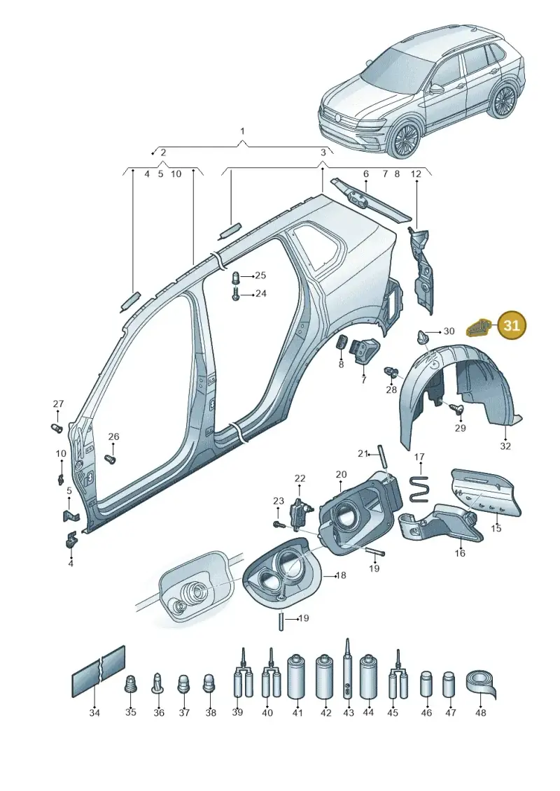 5QA810988 — Volkswagen Tiguan 2.0 4Motion (2016-2024) diagram 884809200, position 31