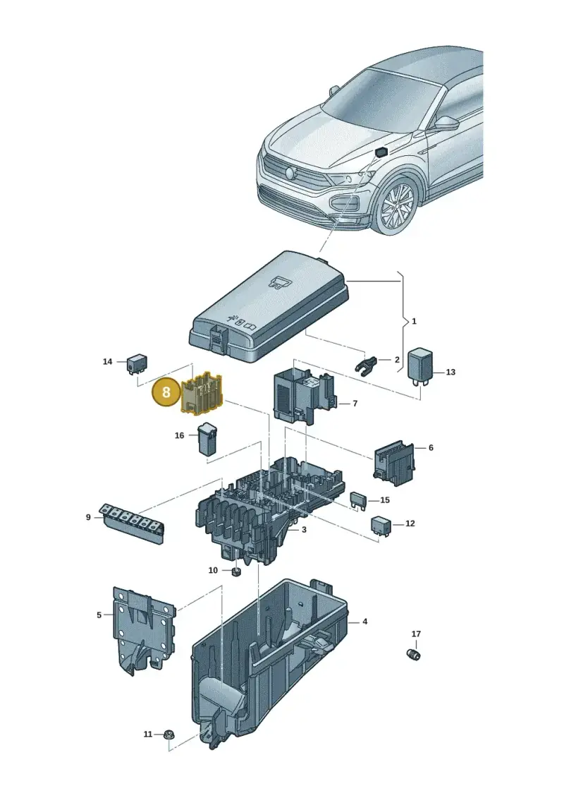 5QA937507 — Volkswagen T-Roc convertible 1.5 (2019-2024) diagram 2gk937010, position 8