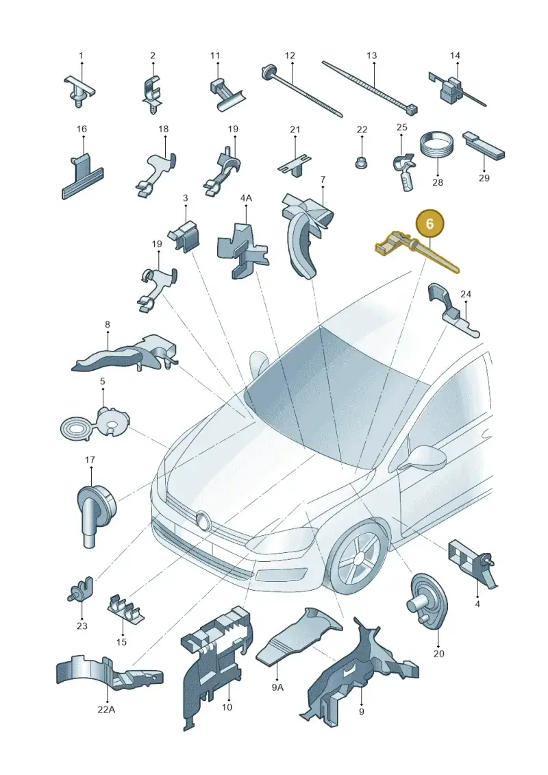 5QA971890A — Volkswagen Touran (2015-2024) diagram 889971870, position 6