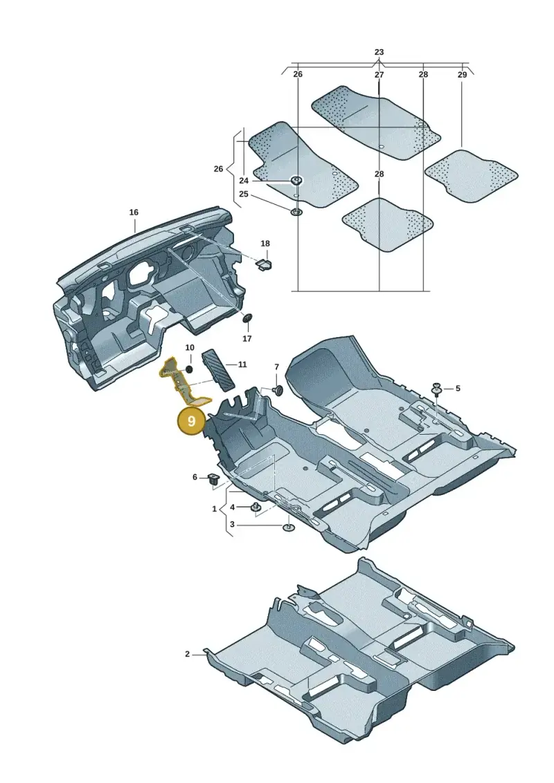 5QB864776 — Volkswagen Taos 1.4 (2021-2023) diagram 2gm863000, position 9
