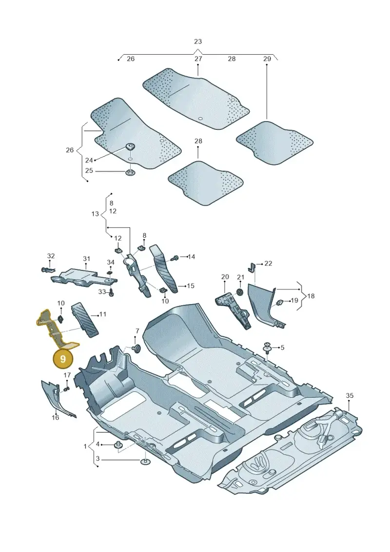5QB864776 — Volkswagen Golf Sportsvan 1.6 (2014-2020) diagram 780863000, position 9