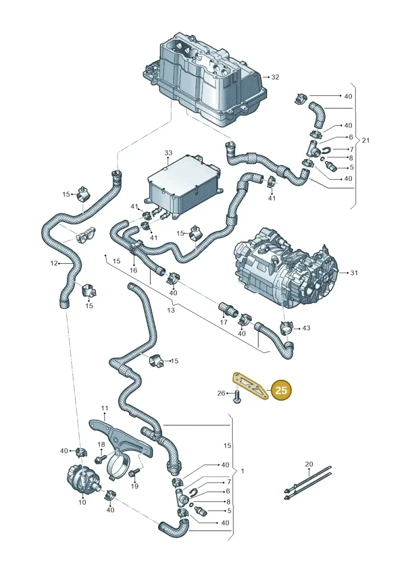 5QE121093F — Volkswagen E-Golf (2014-2021) diagram 774121250, position 25