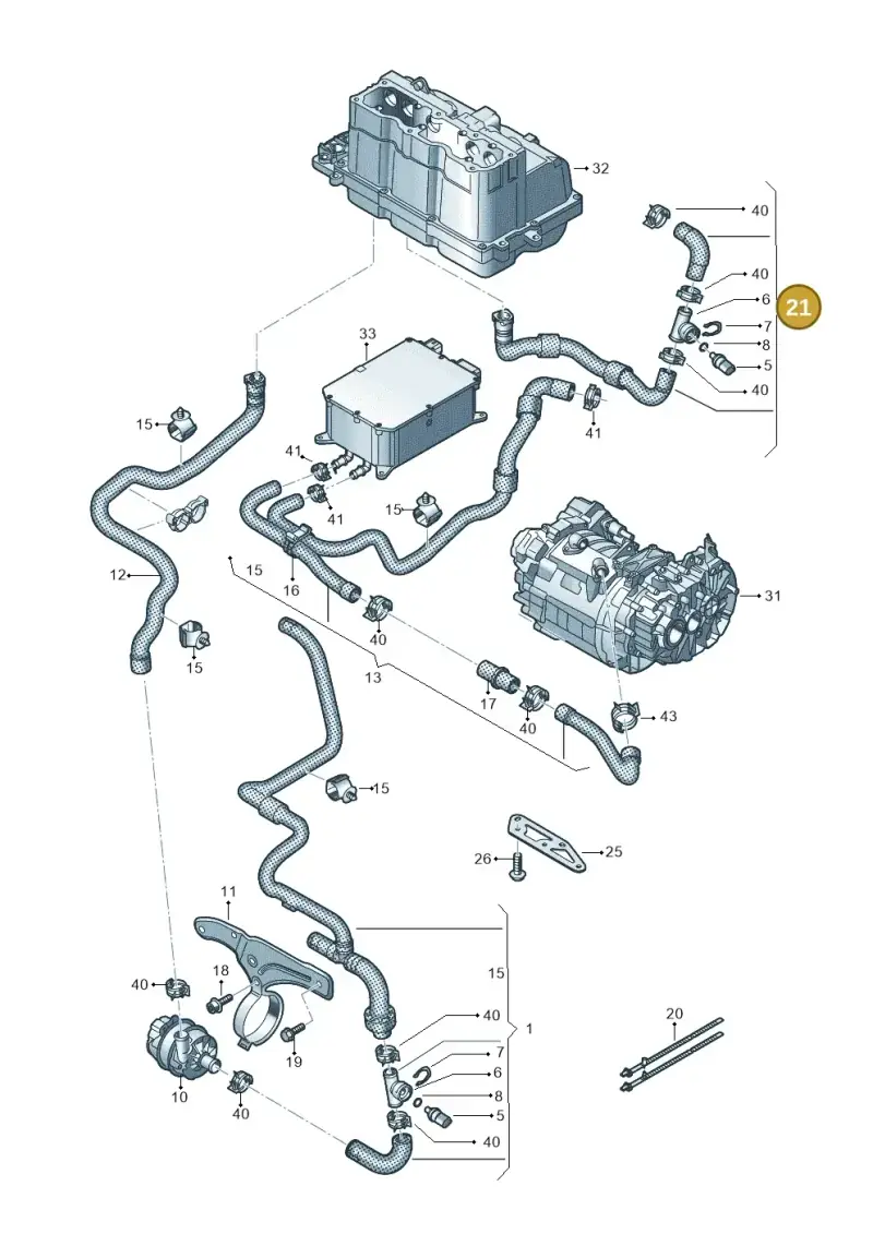 5QE122058G — Volkswagen E-Golf (2014-2021) diagram 774121250, position 21