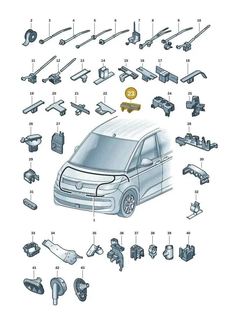 5QE937510 — Volkswagen Multivan (2021-) diagram 7t0971801, position 23