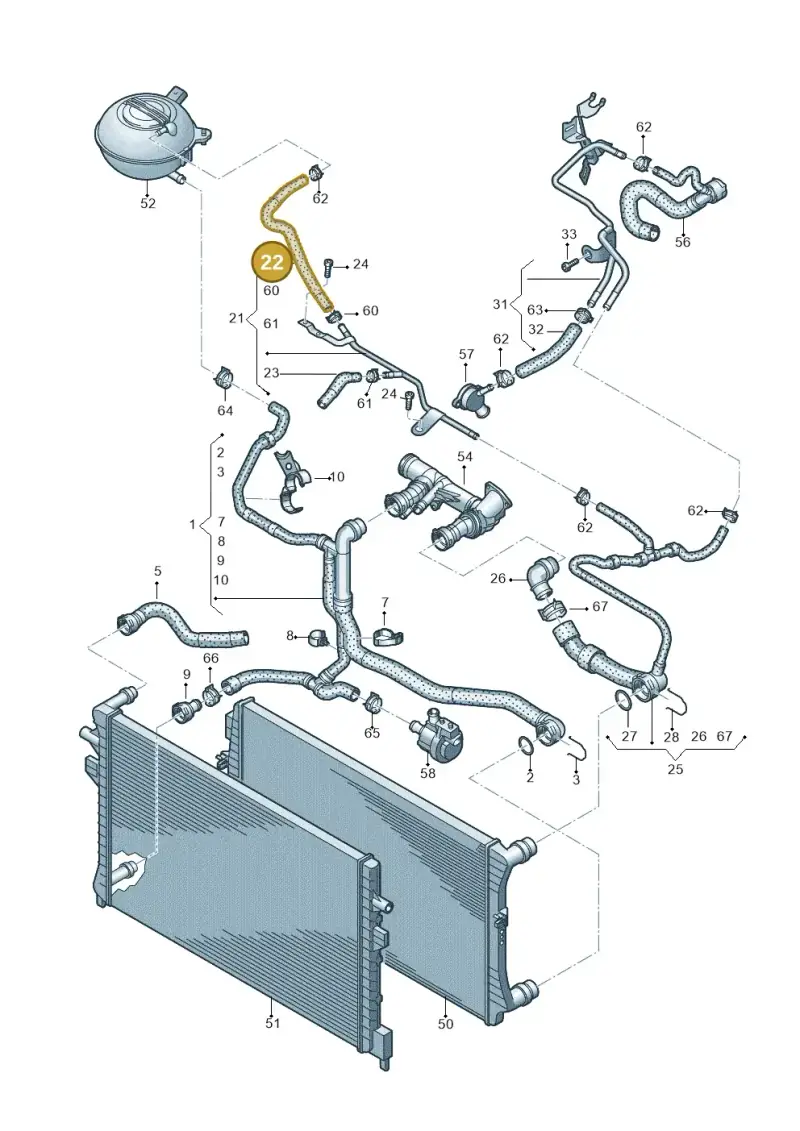 5QF122449A — Volkswagen Tiguan 2.0 4Motion (2016-2024) diagram 884121710, position 22