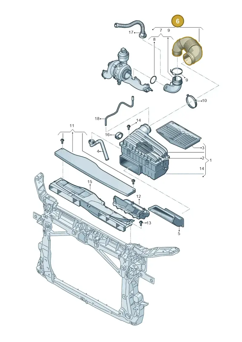 5QF129654AA — Volkswagen Tiguan 2.0 4Motion (2016-2024) diagram 884129350, position 6