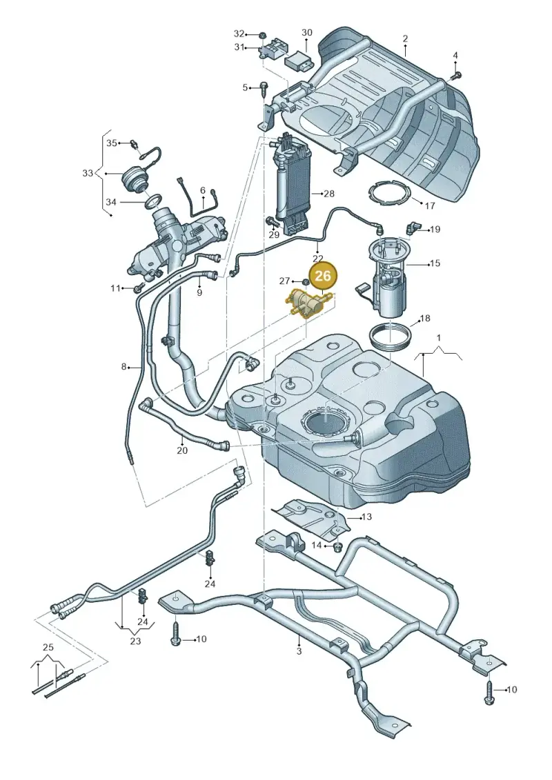 5QF201549A — Volkswagen Tiguan 2.0 4Motion (2016-2024) diagram 884201050, position 26
