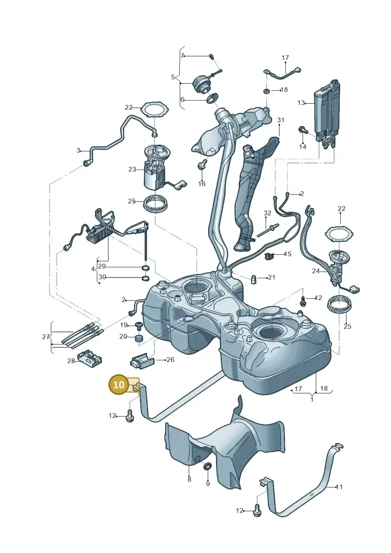 5QF201656C — Volkswagen Tiguan 2.0 4Motion (2017-2024) diagram 833201010, position 10