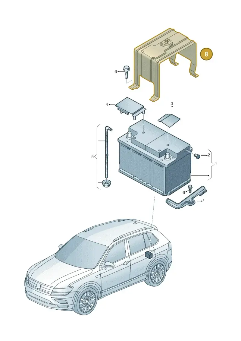 5QF802631 — Volkswagen Tiguan 2.0 4Motion (2017-2024) diagram 884915100, position 8