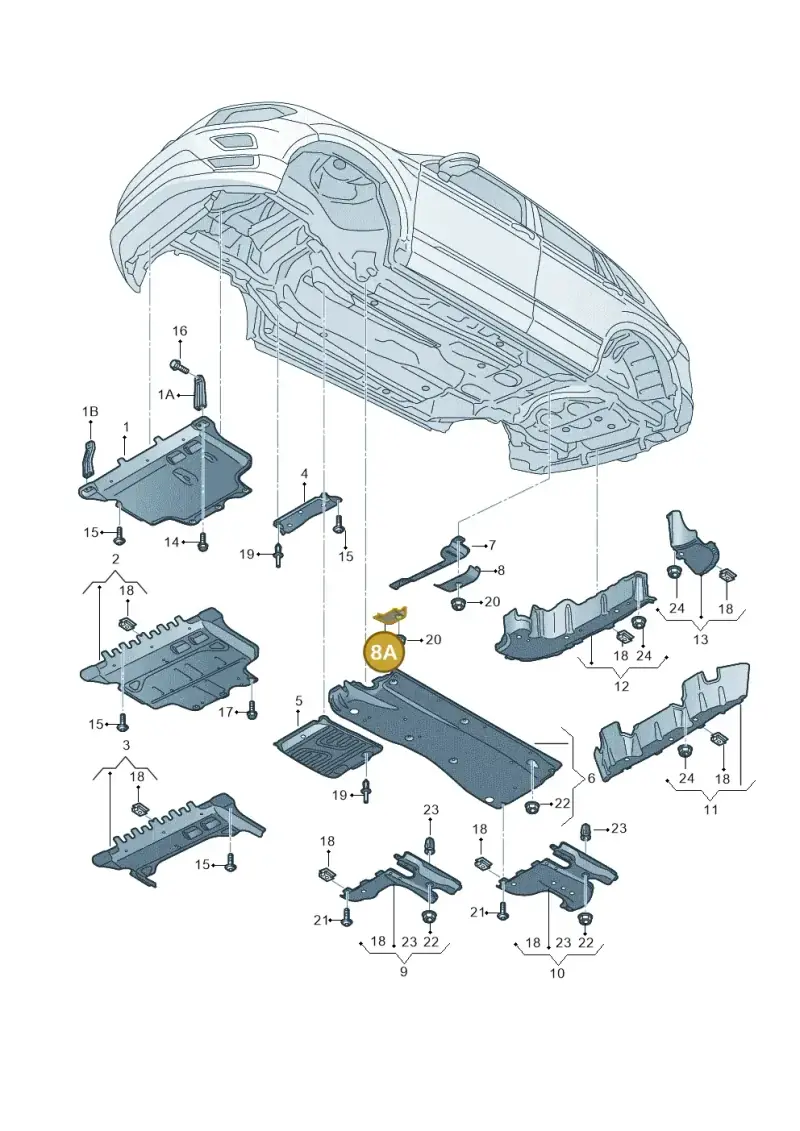5QF825189A — Volkswagen Tiguan 2.0 4Motion (2017-2024) diagram 833825010, position 8A