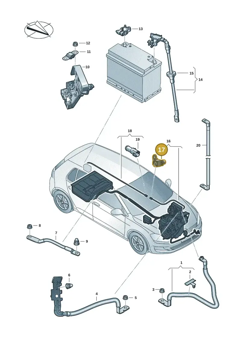 5QF972761 — Volkswagen Golf 2.0 BlueMotion (2019-2024) diagram 5h0971005, position 17