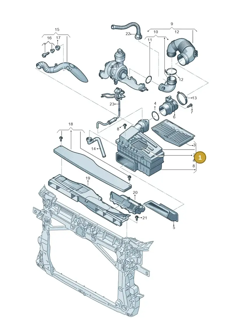 5QM129607F — Volkswagen Tiguan 2.0 4Motion (2017-2024) diagram 884129000, position 1