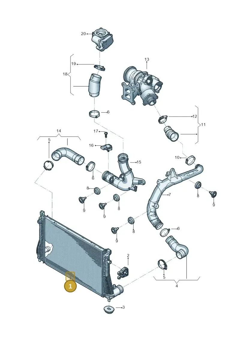 5QM145803D — Volkswagen Tiguan 2.0 4Motion (2017-2024) diagram 833145129, position 1