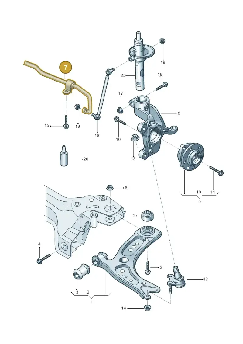 5QM411303A — Volkswagen Golf 1.6 (2015-2019) diagram 867407000, position 7