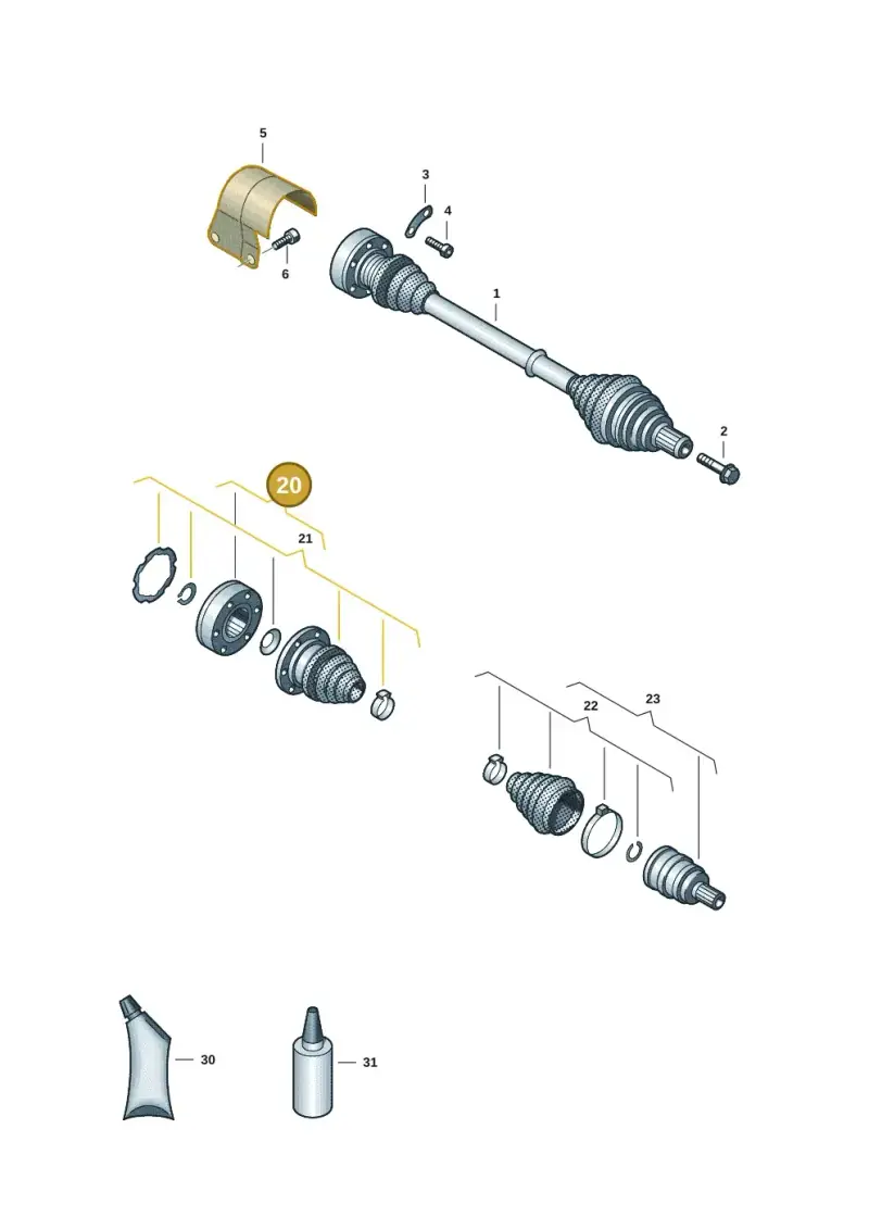5QM498103F — Volkswagen Passat saloon (2014-2024) diagram 5h0407034, position 20