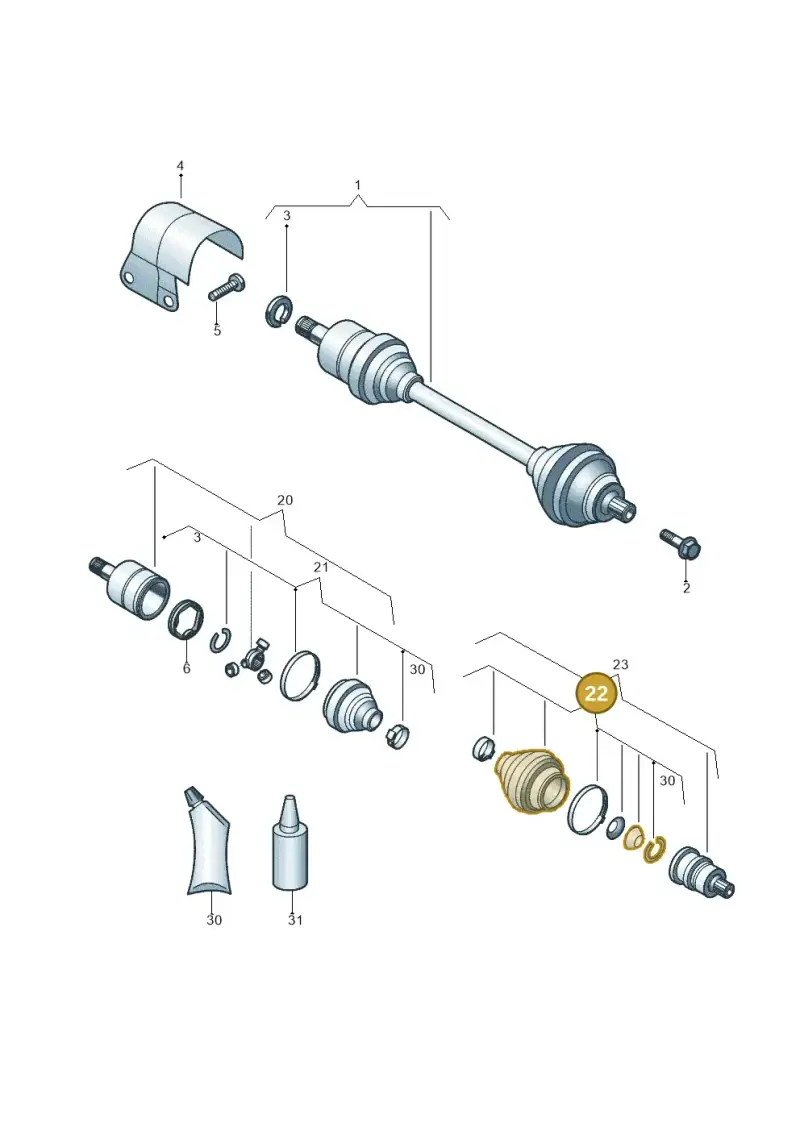 5QM498203D — Volkswagen Taos 1.4 (2020-2024) diagram 431407030, position 22