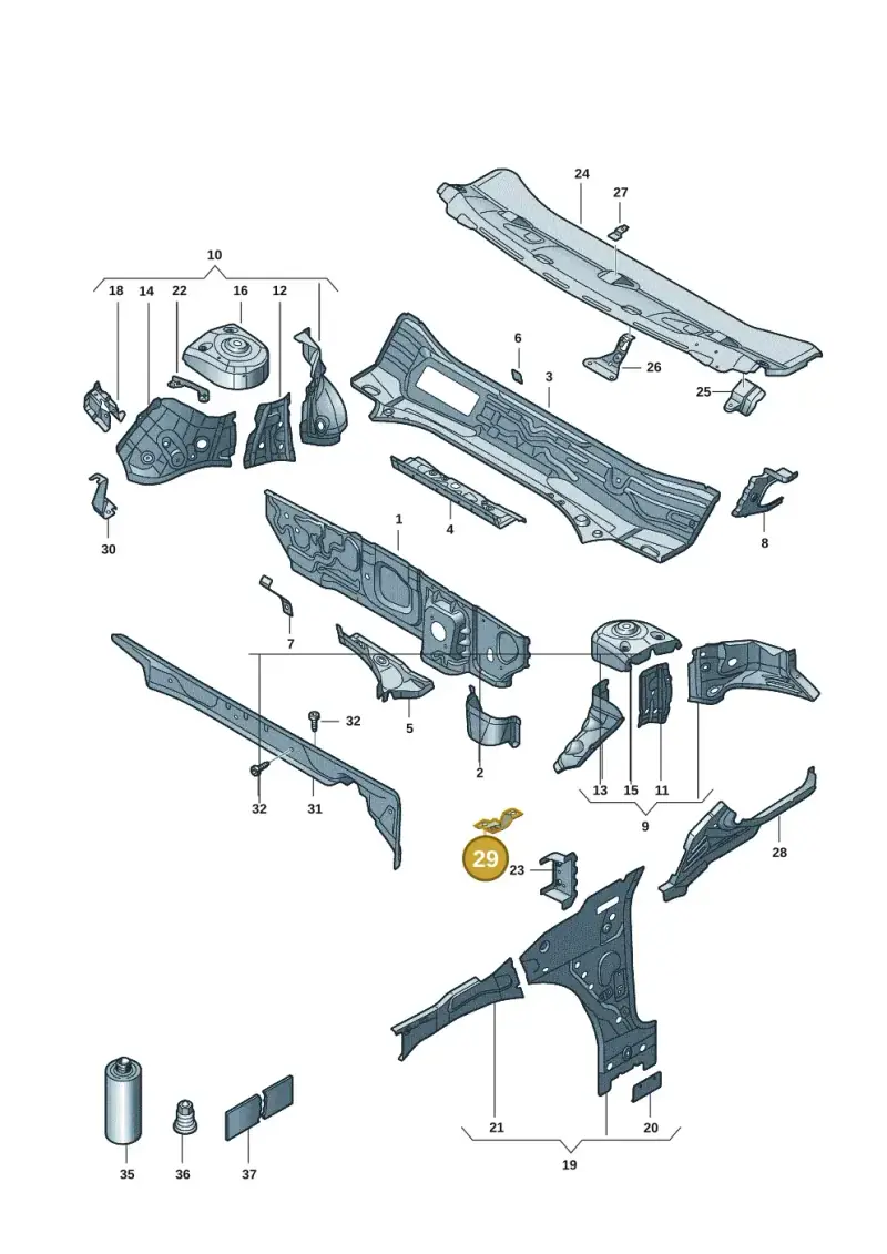 5TA804593A — Volkswagen Caddy Maxi Kombi (2020-2024) diagram 2ka803010, position 29
