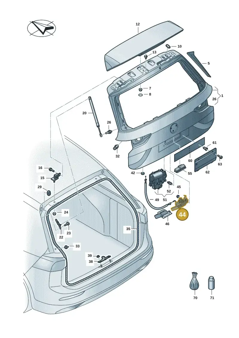 5TA827506D — Volkswagen Golf 2.0 BlueMotion (2019-2024) diagram 5h0827100, position 44