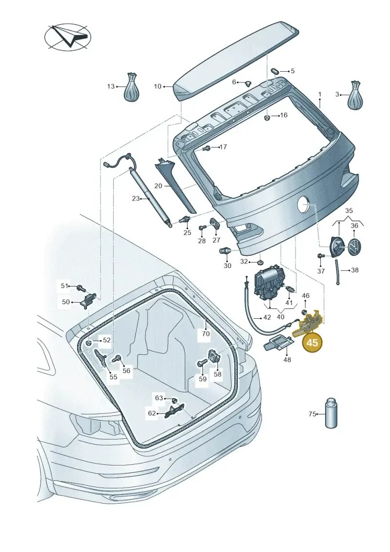 5TA827506D — Volkswagen Arteon (2017-2023) diagram 828827100, position 45