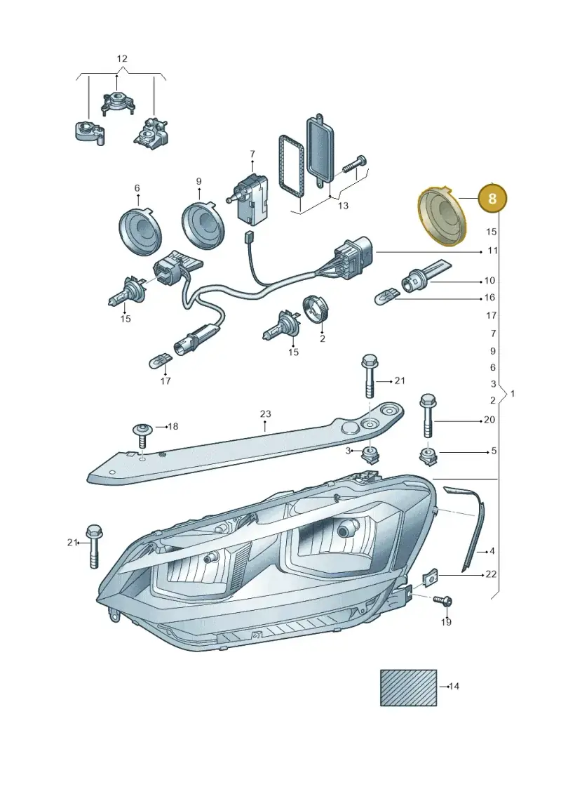 5TA941607 — Volkswagen Touran 2,0 BlueMotion (2015-2024) diagram 869941000, position 8