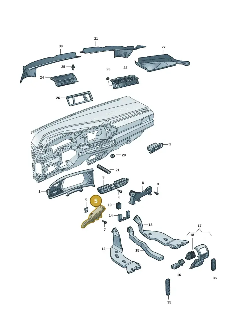 5TB819151 — Volkswagen Caddy Maxi Kombi (2020-2024) diagram 2ka819300, position 5