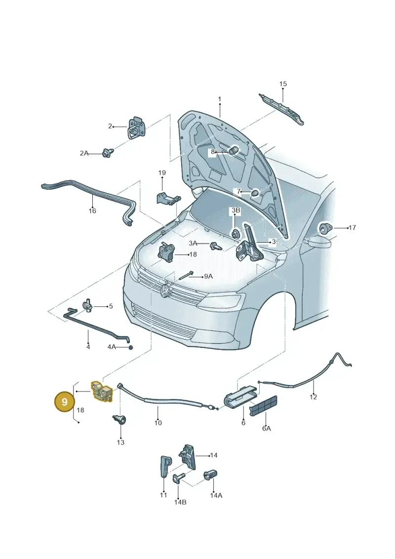 5U0823509A — Volkswagen Jetta (2010-2014) diagram 692823100, position 9