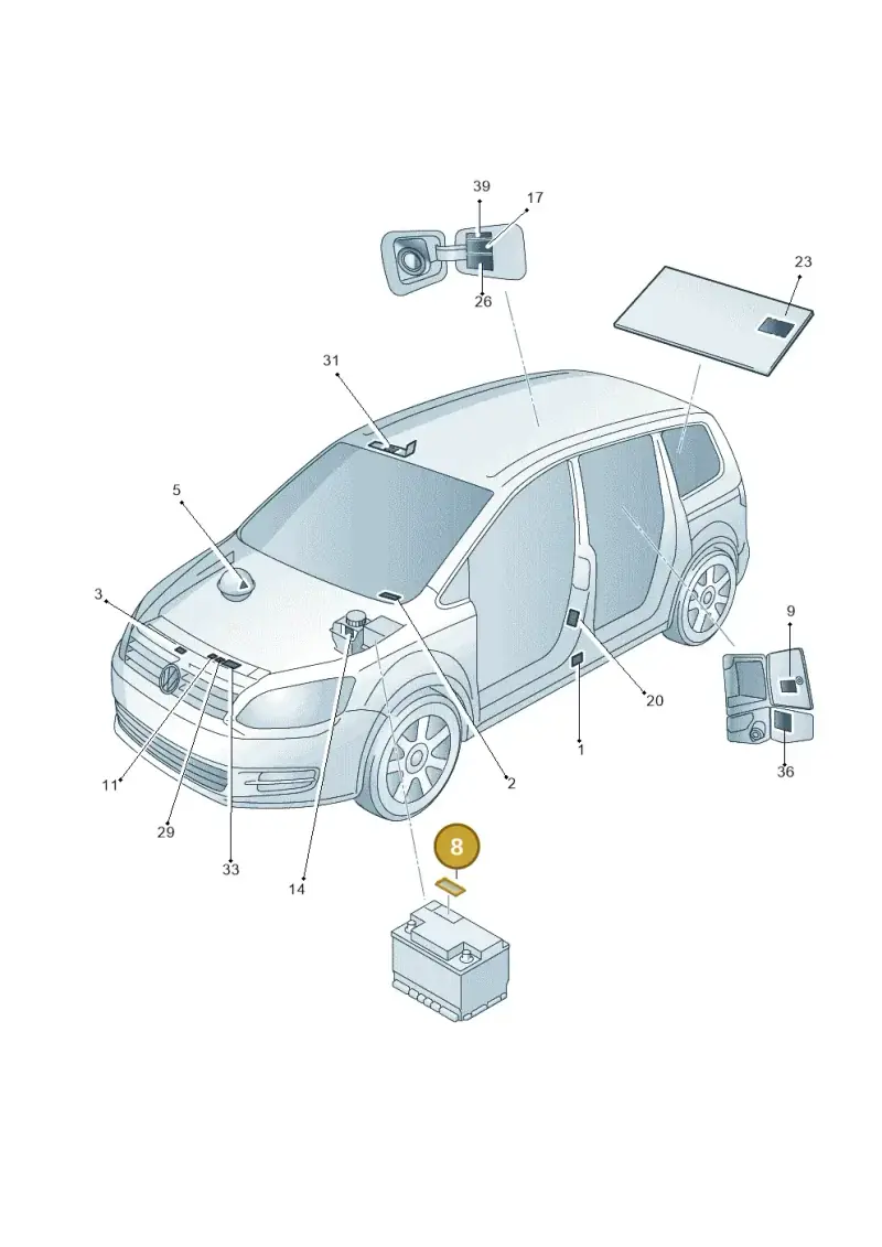 5W0010729C — Volkswagen Sharan BlueMotion (2015-2022) diagram 689010000, position 8