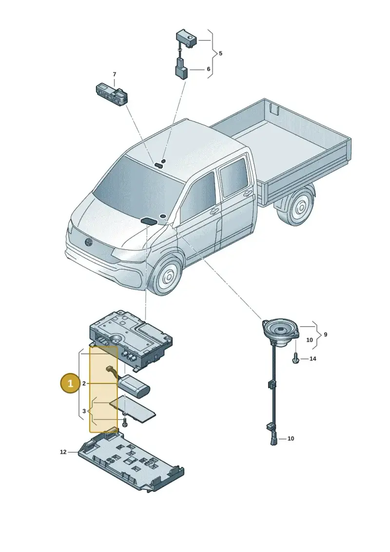 5WA035282C — Volkswagen Single-cab transp. (2019-2024) diagram 7fp035060, position 1