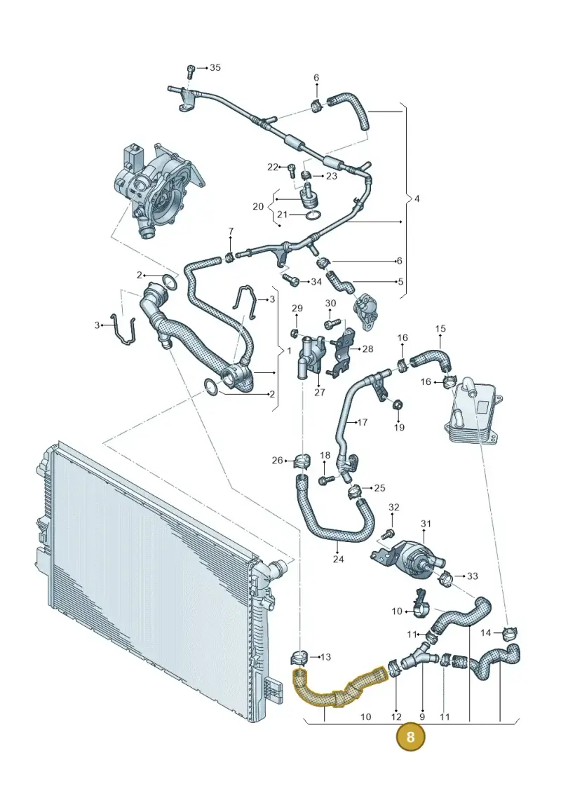 5WA122157AG — Volkswagen Polo 1.0 BlueMotion (2017-2024) diagram 837121420, position 8
